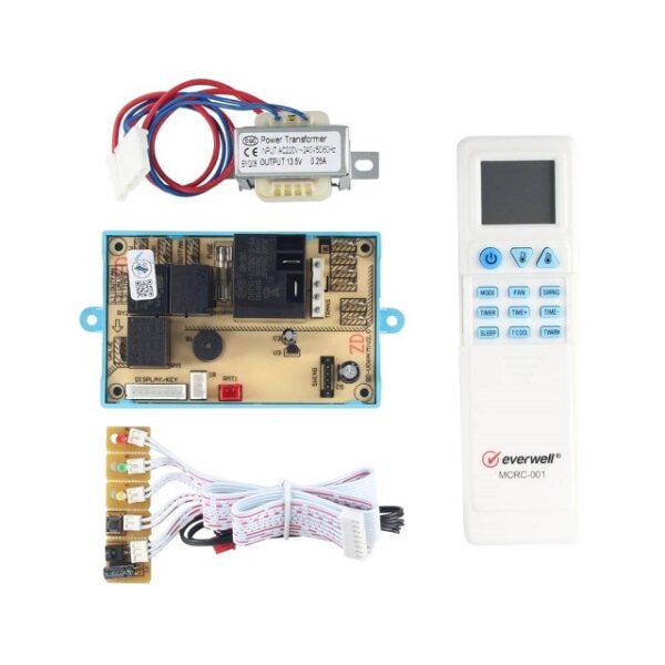 Everwell MCRC-001, Universal PC Board Kit w/ Remote for On/Off Mini Split Systems 220-240 V 50/60 Hz