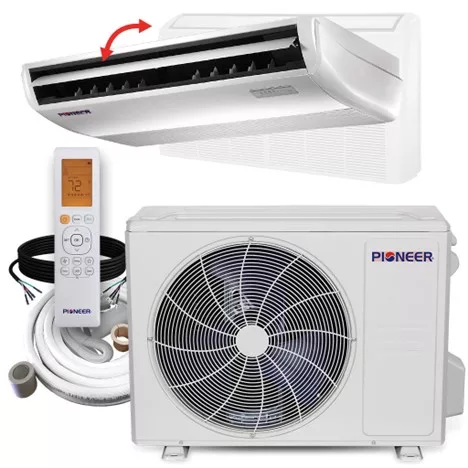 PIONEER FLOOR/CEILING 2 TON 24,000 BTU 20 SEER 208-230 V FLEX MOUNT DUCTLESS INVERTER MINI SPLIT A/C HEAT PUMP FULL SET W/ 16 FT KIT