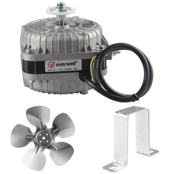 Everwell FM1-10-1, 10W, Shaded Pole Fan Motor Kit, 110-115 V, 50/60 Hz, 1550 RPM, Fan Blade And Base Included