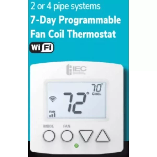 IEC, 24 VOLT, FAN COIL, DIGITAL THERMOSTAT, 7 DAY PROGRAMMABLE, 2 OR 4 PIPE