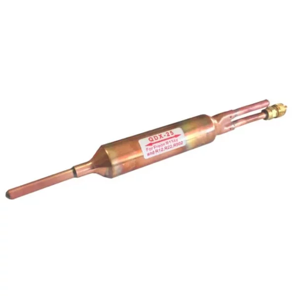 QE 1/4 INCH BI DIRECTIONAL COPPER PENCIL FILTER DRIER 25 G W/ 1/4 INCH ACCESS VALVE (25 UNITS/ORDER)