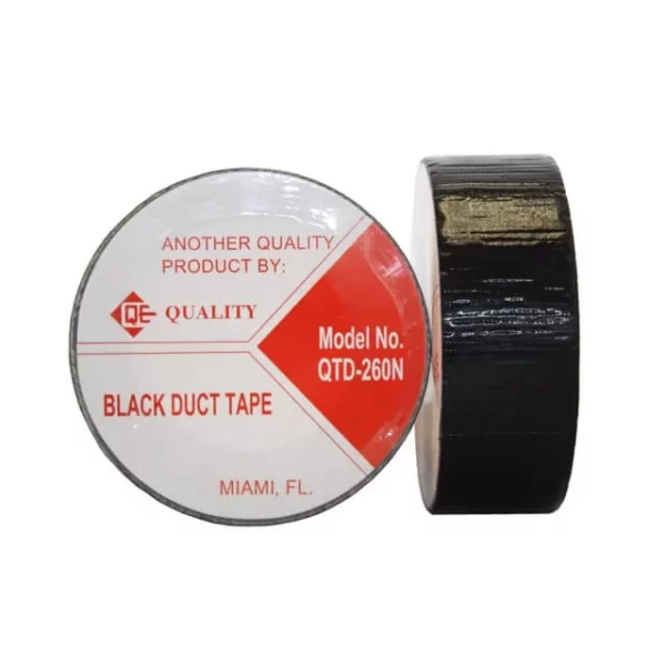 QE BLACK DUCT TAPE 2 INCH x 180 FT 160 MICRON 6.4 MIL (24 UNITS/ORDER)