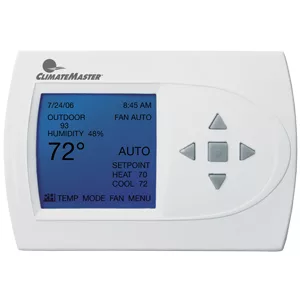 CLIMATEMASTER 3 HEAT, 2 COOL, AUTO/MANUAL CHANGEOVER, PROGRAMMABLE 7 DAY THERMOSTAT W/ HUMIDITY CONTROL