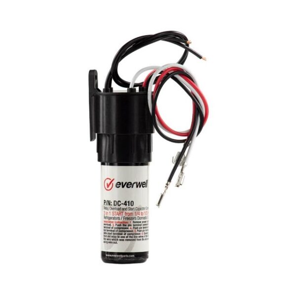 EVERWELL DC-410 HARD START REFRIGERATION KIT 1/4 TO 1/3 HP POWER PACK 3 IN 1 RELAY, CAPACITOR, OVERLOAD 115 V