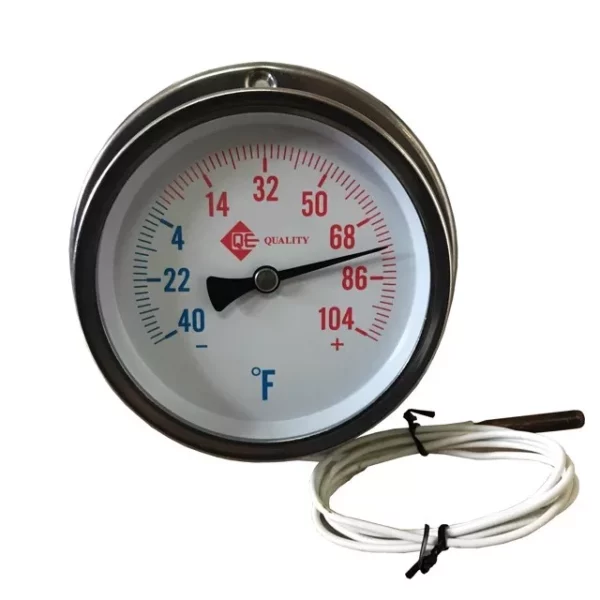 QE -40 TO 140 DEGREES F REAR FLANGE LARGE DIAL FREEZER/COOLER THERMOMETER