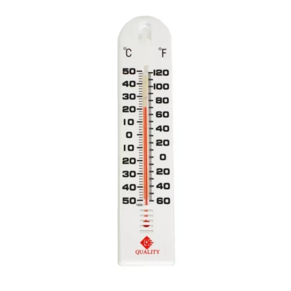 QE -60 TO 120 DEGREES F WALL THERMOMETER VERTICAL W/ PLASTIC CASING