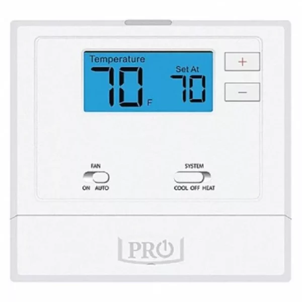 PRO1 IAQ T601-2, 18 V, 1H/1C, LOW VOLTAGE THERMOSTAT, ELECTRIC AND GAS FORCED AIR FURNACES, MILLIVOLT, ADJUSTABLE