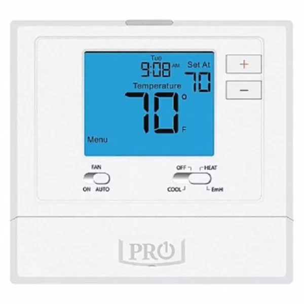 PRO1 IAQ T721, 18 V, 2H/1C, LOW VOLTAGE THERMOSTAT, DIGITAL, HEAT OR COOL, MANUAL, COOL-EMERGENCY HEAT-HEAT-OFF, ADJUSTABLE