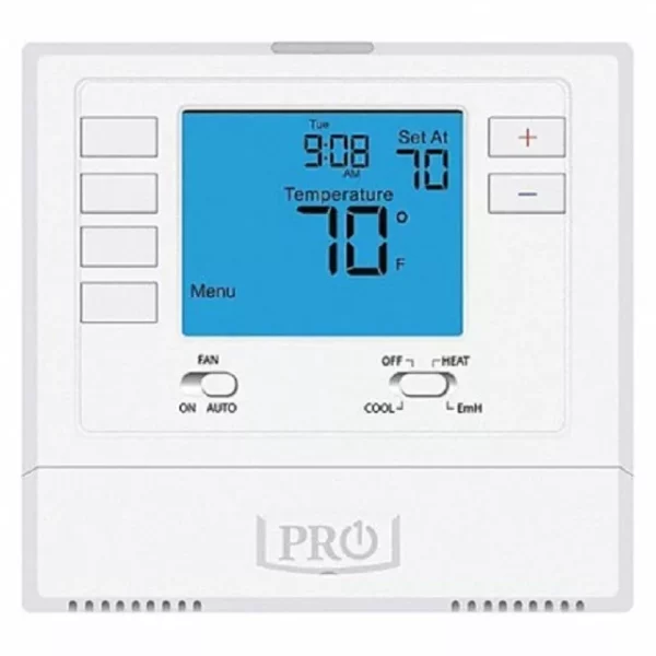 PRO1 IAQ T725, 24 V, 1H/1C, LOW VOLTAGE THERMOSTAT, HEAT AND COOL, MANUAL, 1 HEATING STAGE, CONVENTIONAL SYSTEM
