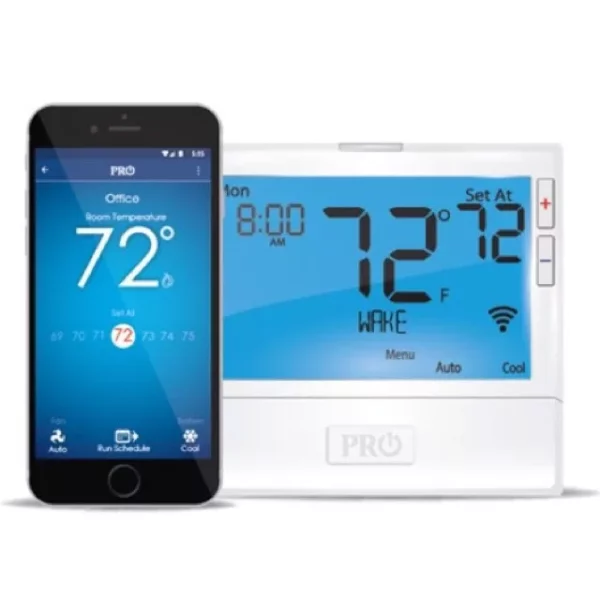 PRO1 IAQ T855iSH, 24 V, 5H/3C, UNIVERSAL WIFI, LOW VOLTAGE THERMOSTAT, HEAT AND COOL, CONVENTIONAL AND HEAT PUMP, 7 DAY PROGRAMMABLE