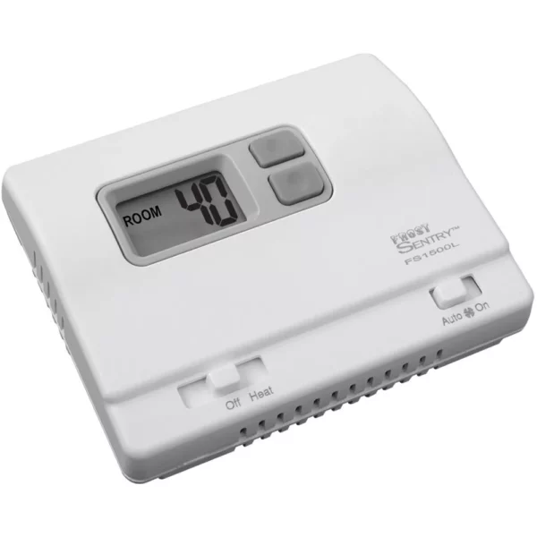 ICM FS1500L GARAGE THERMOSTAT, 35 TO 75 DEGREES, HEAT ONLY, 18 TO 30 VAC, BATTERY INCLUDED, REMOTE COMPATIBLE