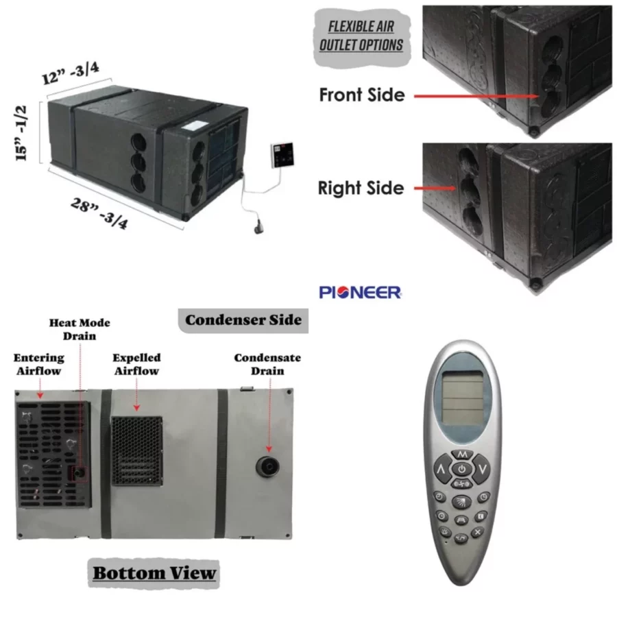 PIONEER 3/4 TON, 9000 BTU, 115 V, UNDER BENCH, RV, HEAT PUMP, AIR CONDITIONER