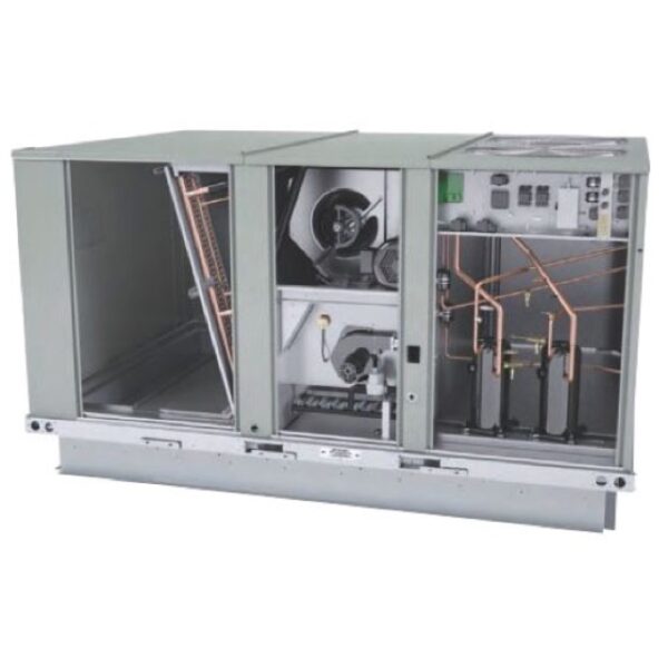 TRANE, 25 Ton Cooling, 208/230 VAC, 60 Hz, 3-Phase, 133 A MCA, 7.5 HP, 10 EER/13.2 IEER, 8000 CFM, Galvanized Steel, R-410A, Direct Drive, Convertible Air Flow, Electromechanical Control, Scroll Compressor, Packaged Rooftop Air Conditioner