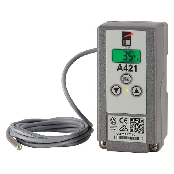 Penn A421, Temperature Control, Electronic, 120/240 Vac, -40/212 Degree Temperature Control Range, Front Panel LCD, Nema 1 Enclosure