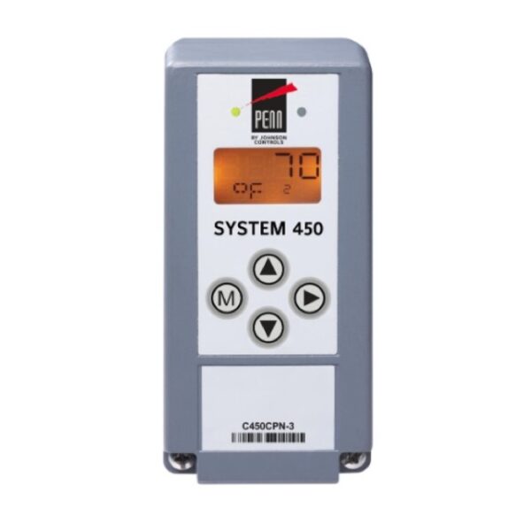 Penn C450CCN4, System 450 Control, Standard Modular, 4 Button Touchpad UI, Relay Output, LCD Display, Provides Two Relay Outputs ( SPDT Line Voltage Relay ) for SPDT Control, 24 Vac External Supply Power