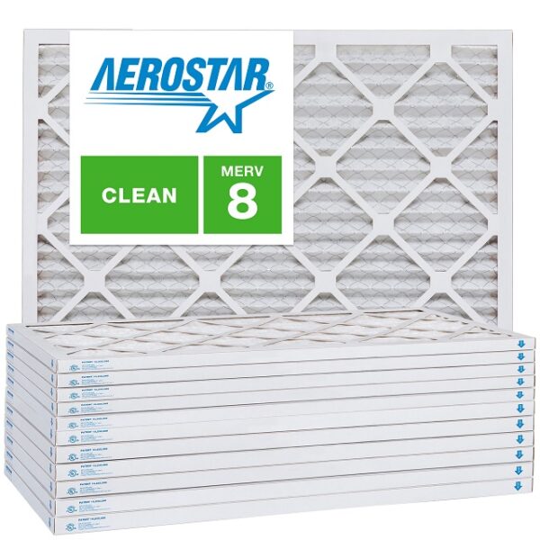 Aerostar, 24x24x2, MERV 8, High Efficiency Pleated HVAC, Furnace, Air Conditioner Filters, Removes Dust, Lint, Mold, Allergy Causing Pollen (12 Units/Order)