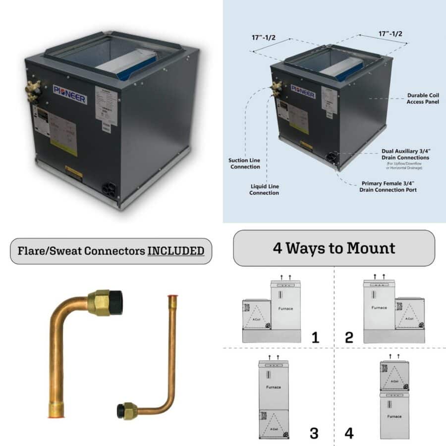 Pioneer 42,000~60,000 BTU Furnace-Connect Multi-Position Cased AC Heat Pump A-Coil