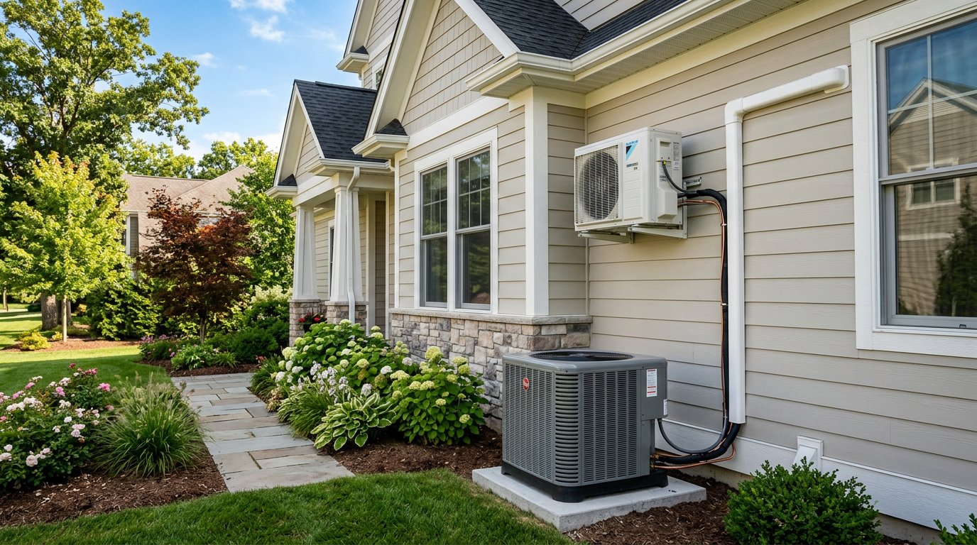 Home with both central AC and mini split outdoor units