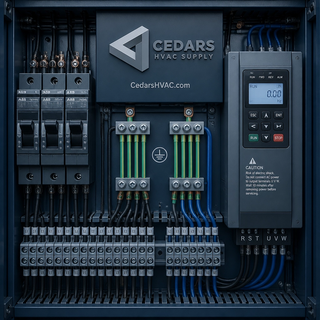 Technical shot of internal wiring and grounding