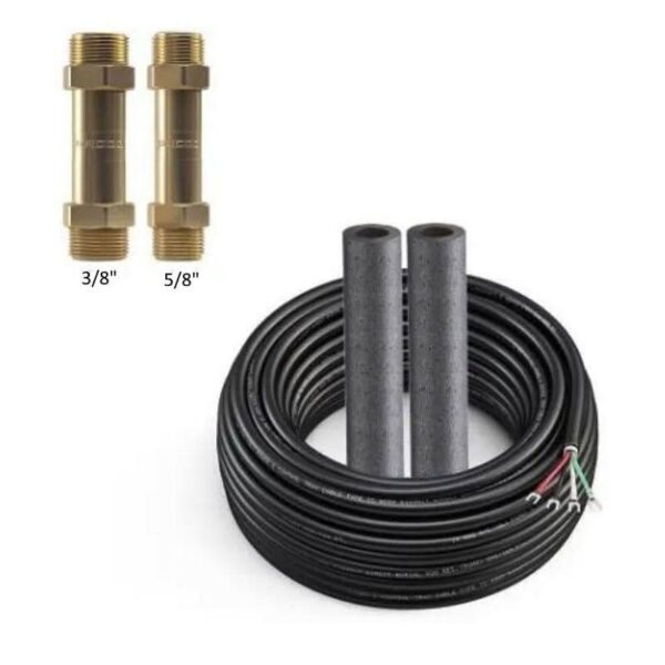 MRCOOL DIYCOUPLER-3858K75 two brass couplers, 3/8 in. and 5/8 in., with 75 ft communication wire
