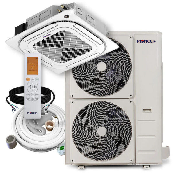 Pioneer 48,000 BTU 19.0 SEER2 4-way ceiling cassette complete single-zone mini split system — CYB048GMSI20RL
